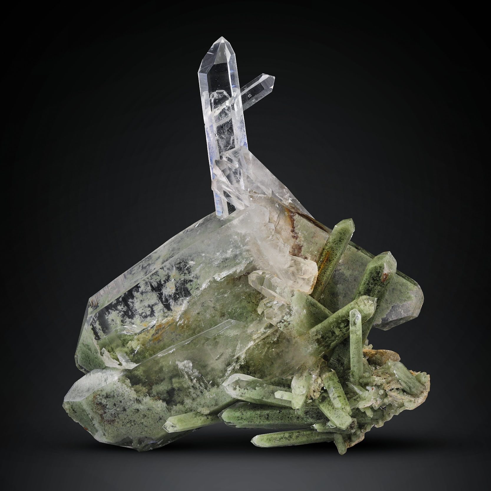 252 grams Cluster of Clear Quartz with Chlorite Quartz Crystals from Pakistan