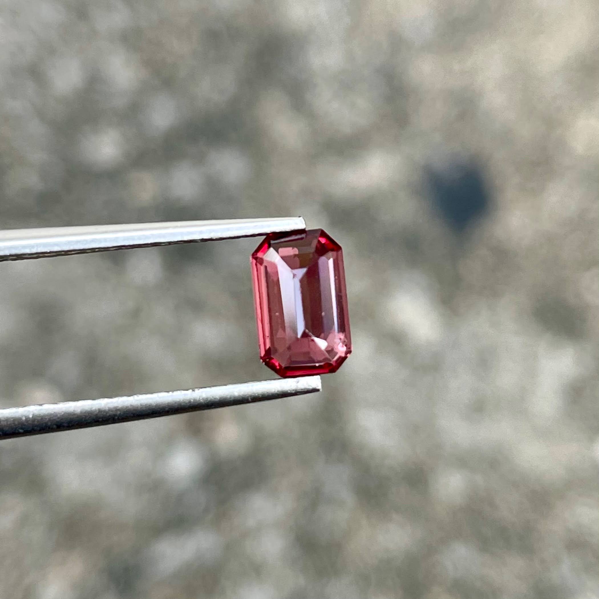 1.00 carats Pinkish Red Spinel Stone Emerald Cut Natural Burmese Gemstone