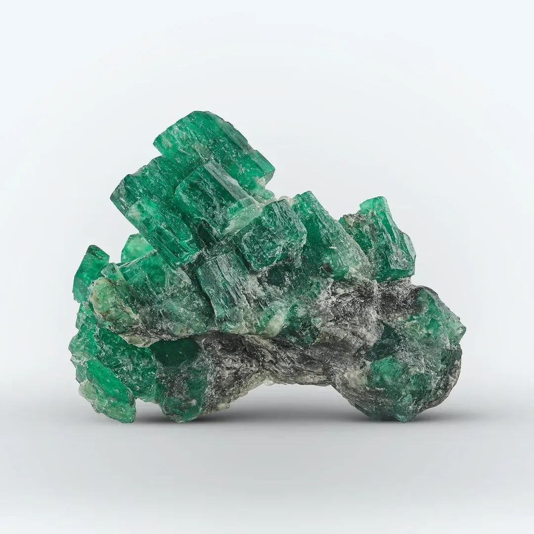 18 grams Green color Emerald crystals perched on Calcite from pakistan — view 1