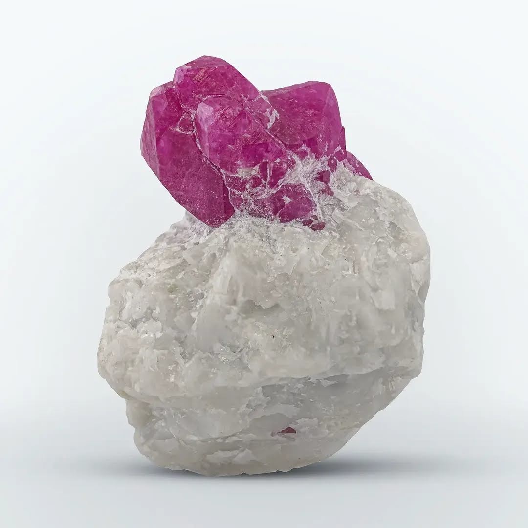 33 Grams Intergrown Corundum Ruby crystals on Marble matrix from Afghanistan — view 1