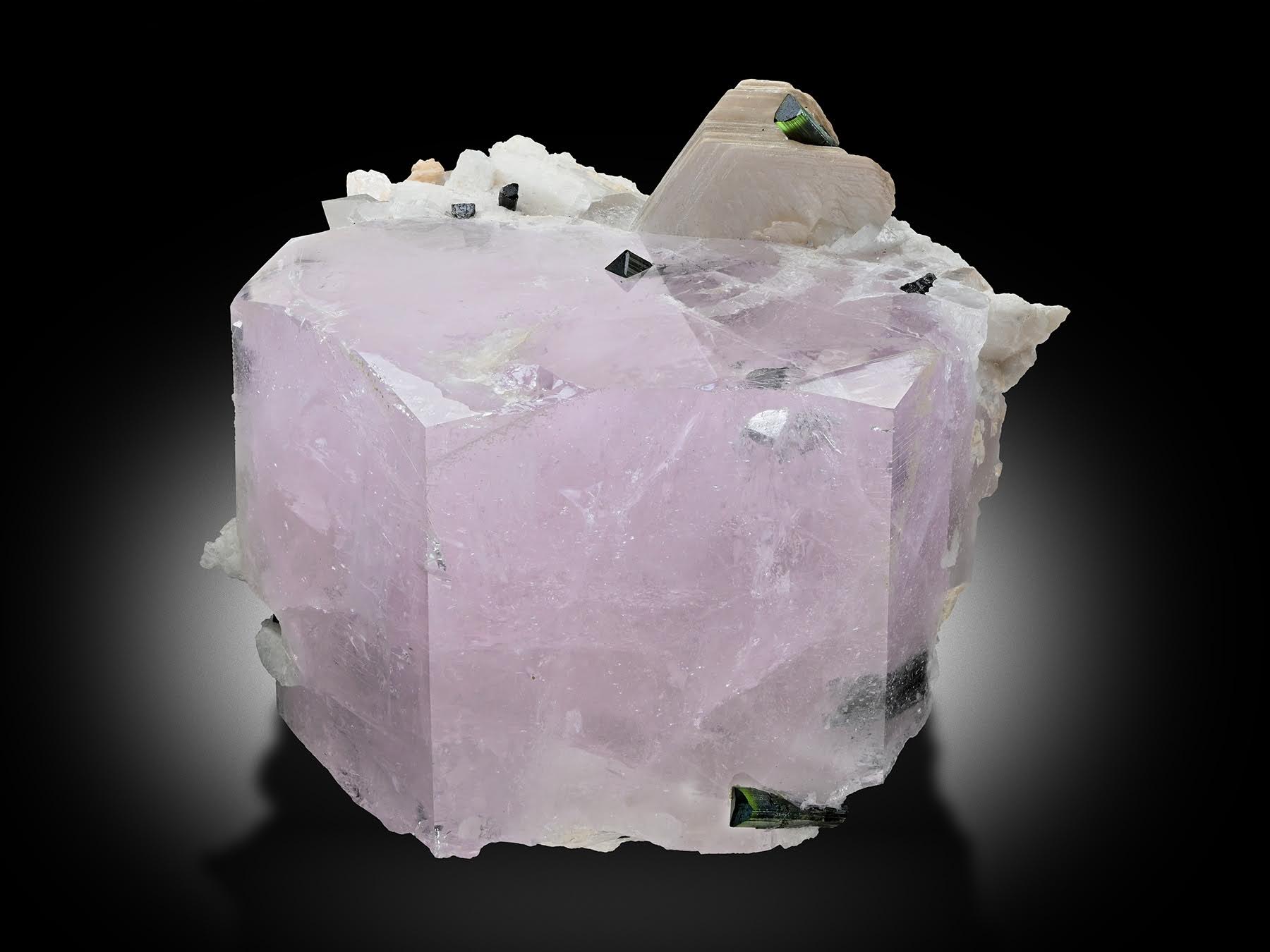721 Grams Pink Morganite Crystal with Tourmaline and Quartz from Pakistan