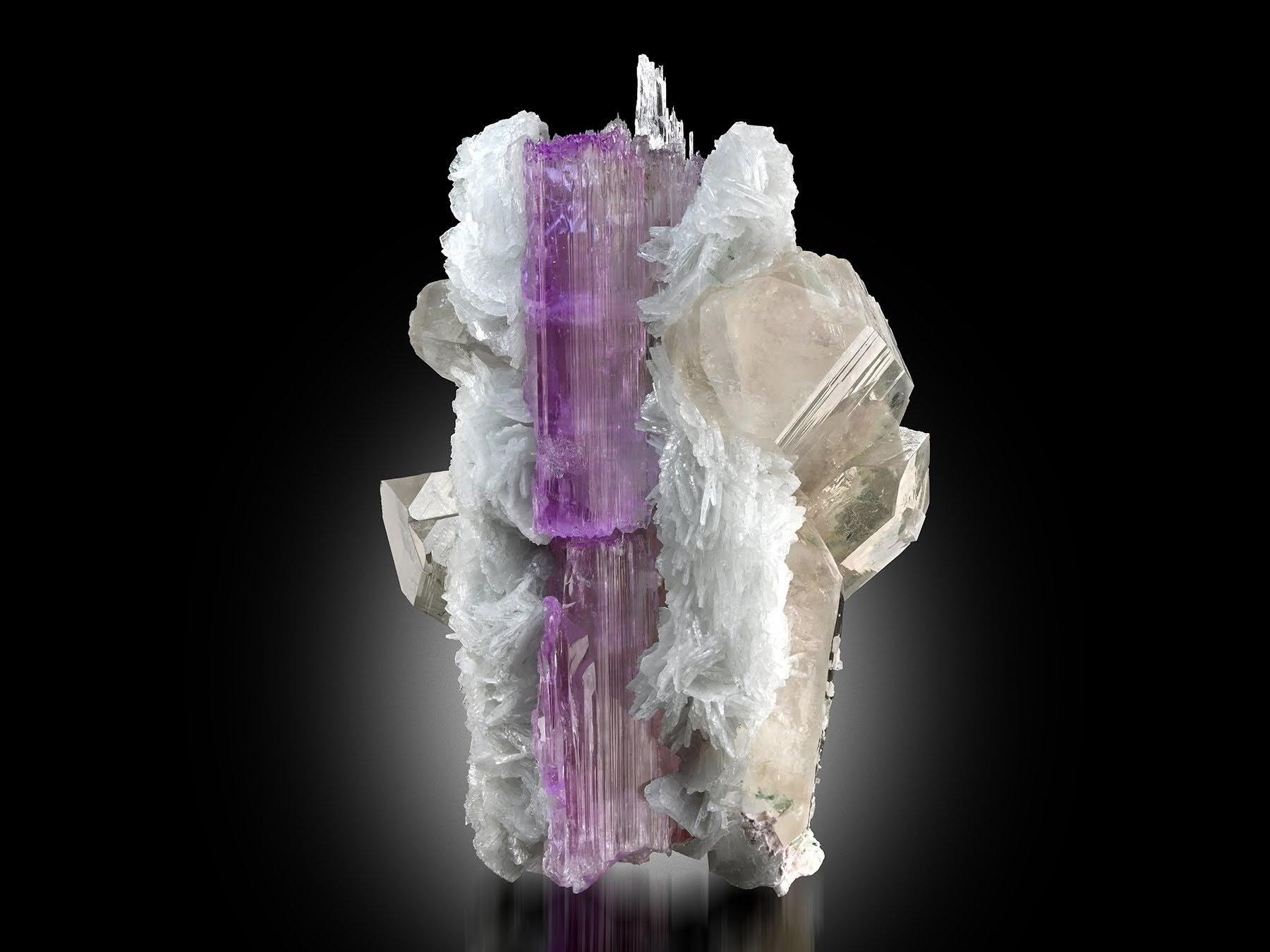 1265 Grams Pink Kunzite with Green Tourmaline on Smoky Quartz from Afghanistan — view 2