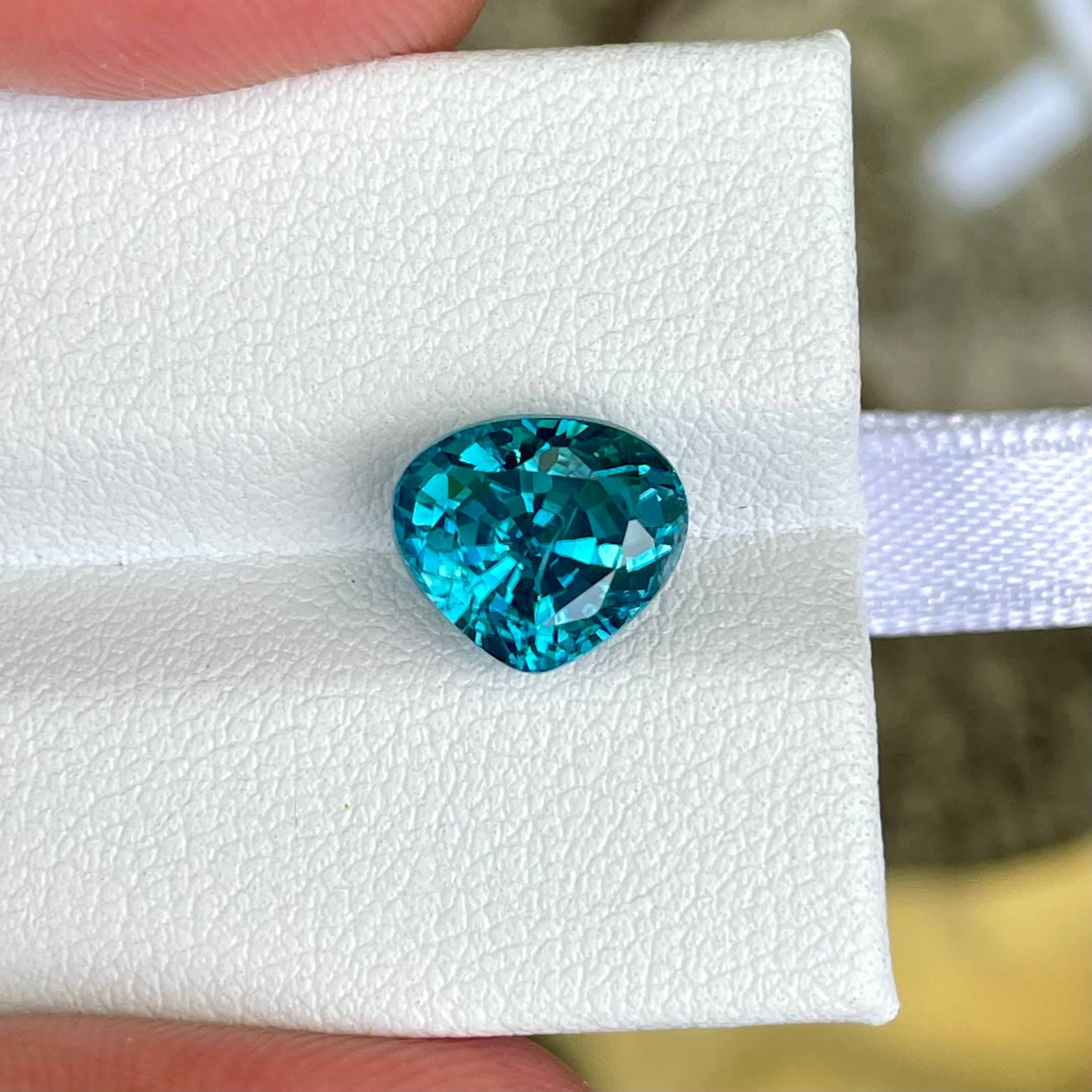 5.40 carats Blue Zircon Stone Trillion Cut Natural Cambodian Gemstone