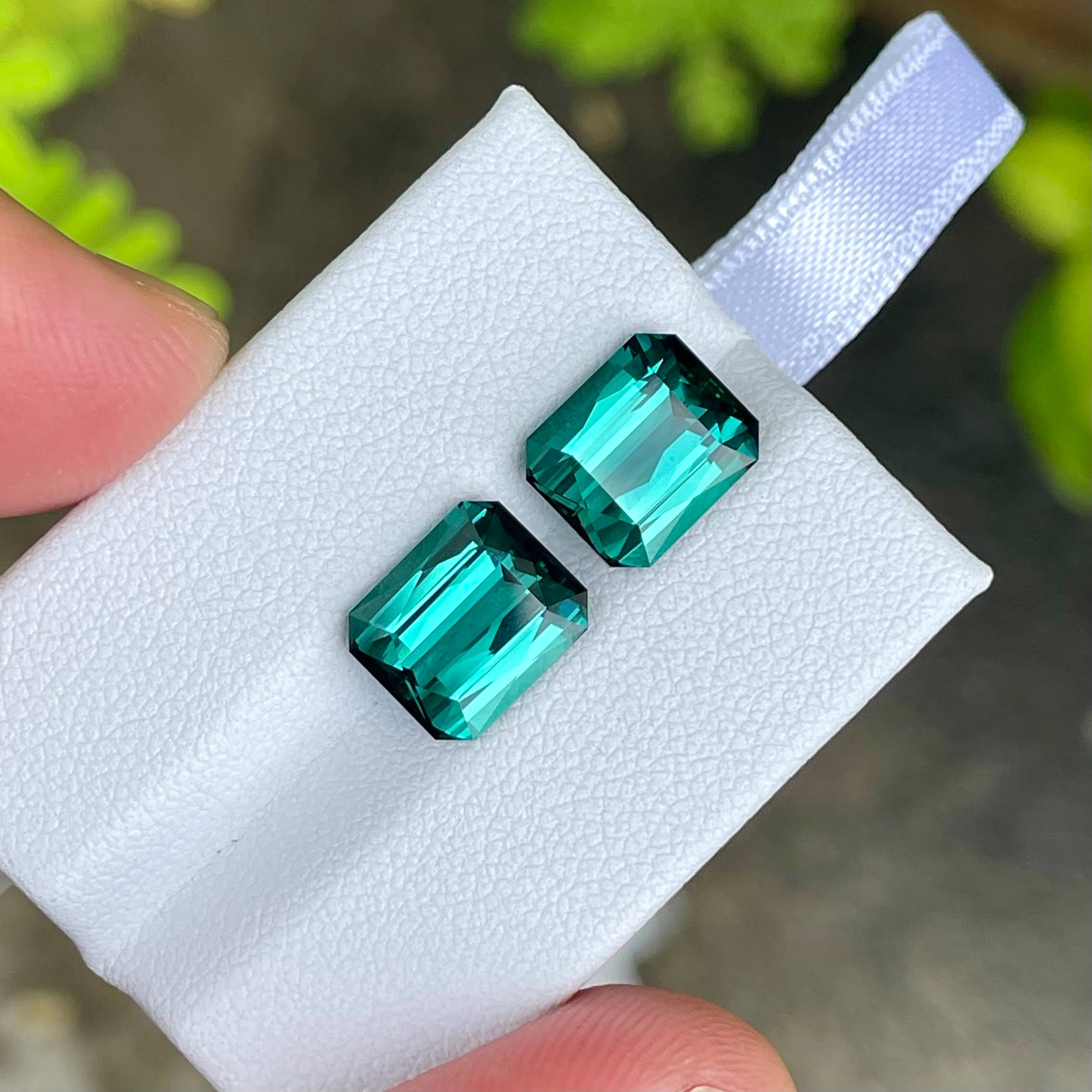 7.50 carats Lagoon Blue Tourmaline Pair Faceted Natural Afghan Gemstone