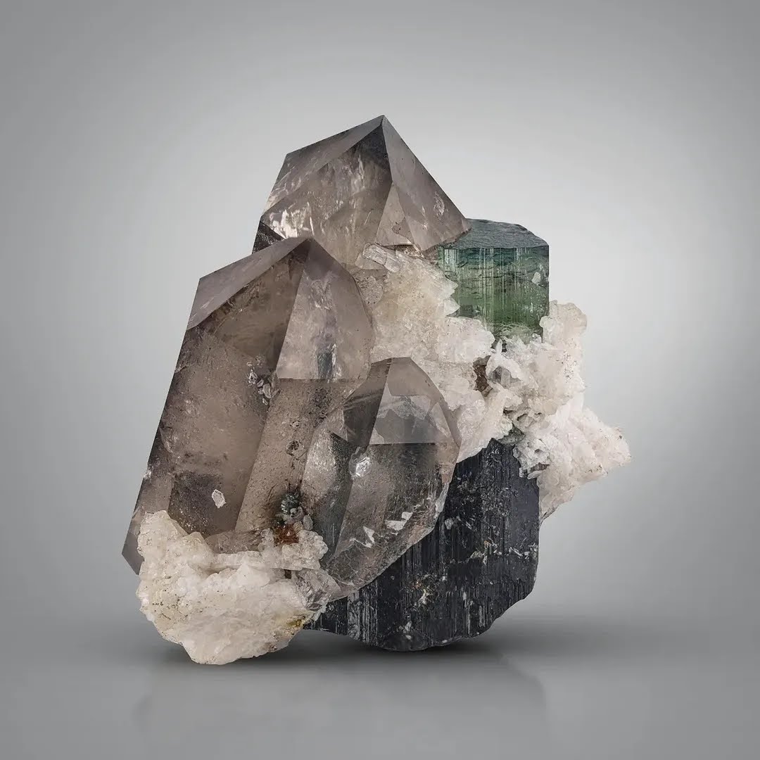 38 Grams Blue cap Tourmaline with Smoky Quartz and Albite from Afghanistan