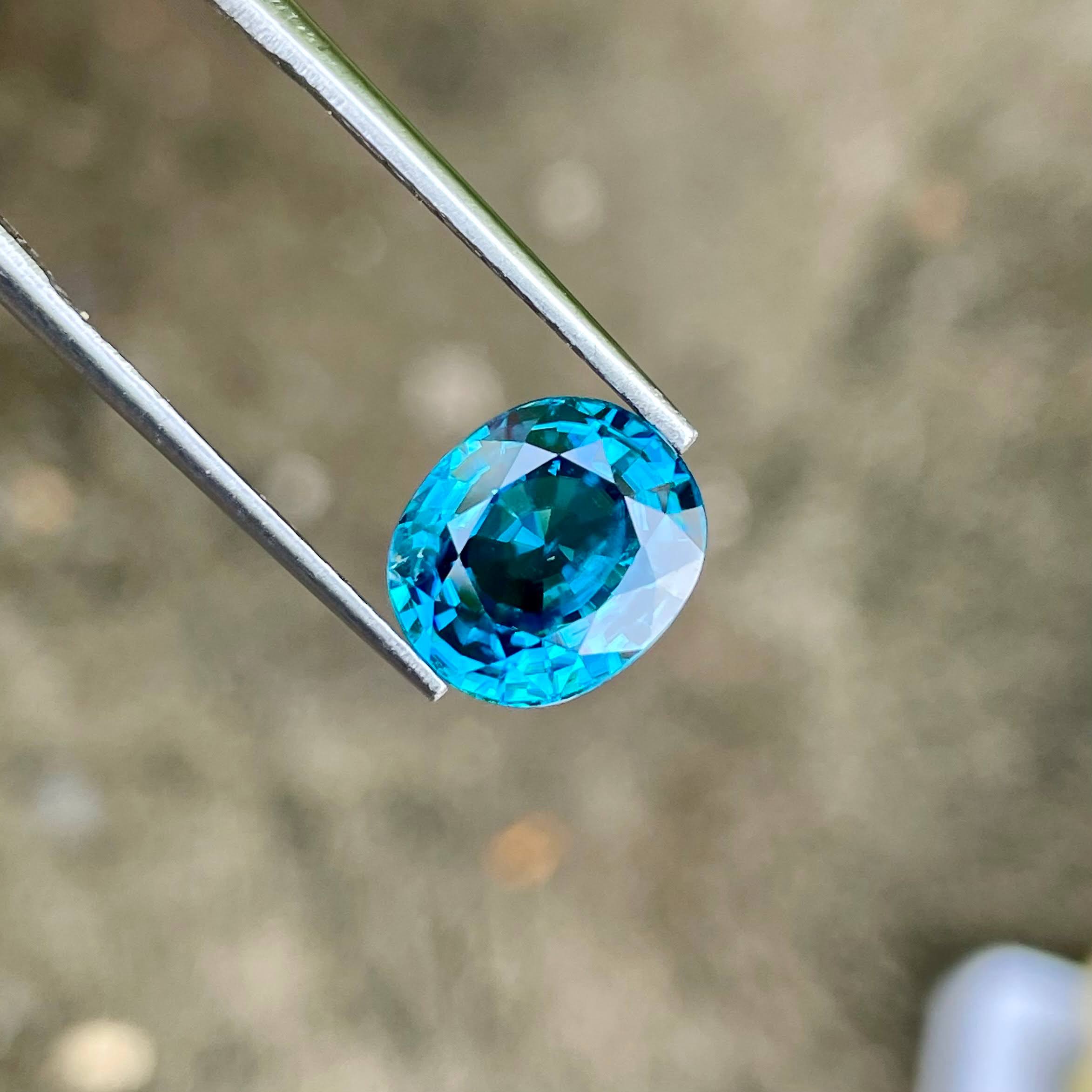 5.30 carats Blue Zircon Stone Oval Cut Natural Cambodian Gemstone — view 1