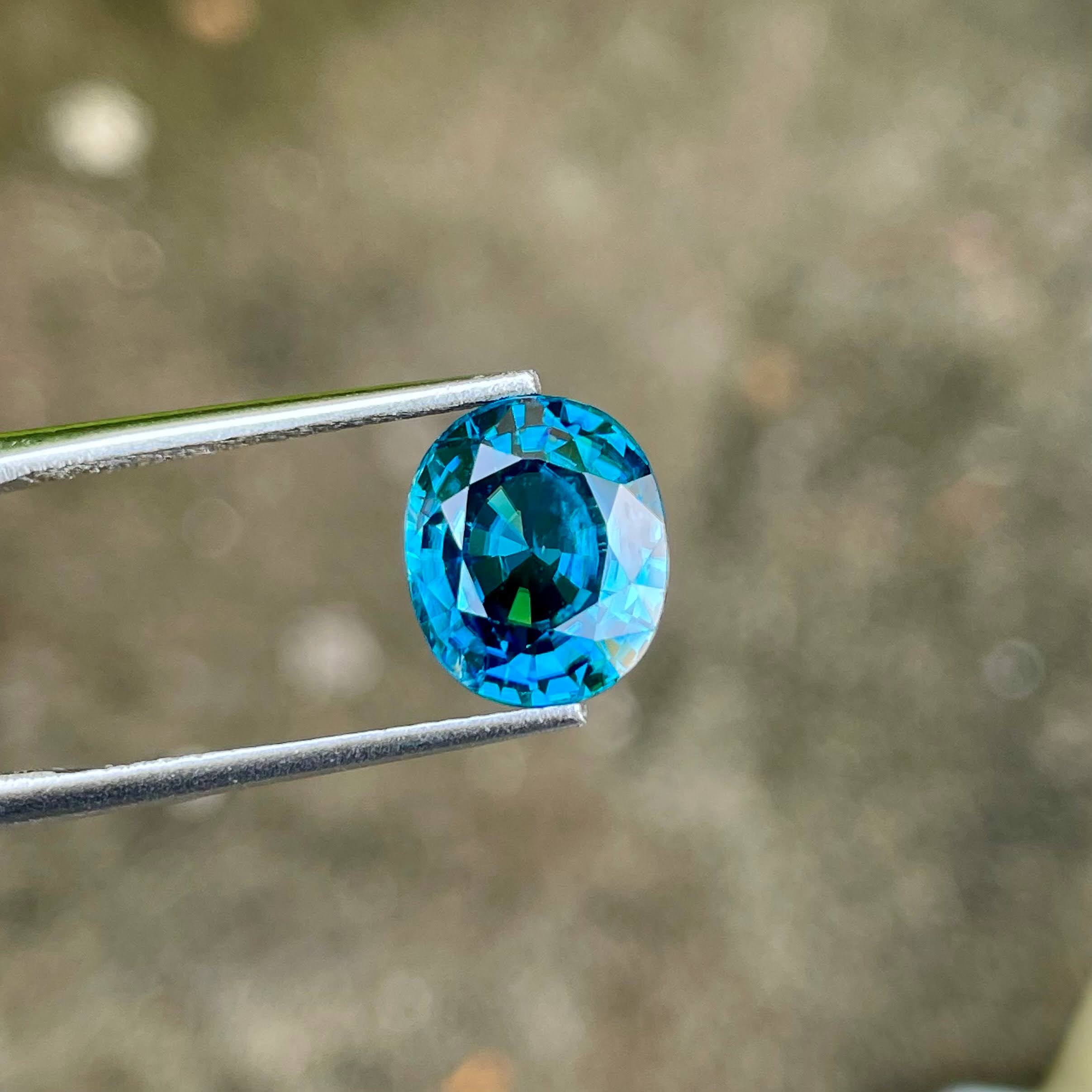 5.30 carats Blue Zircon Stone Oval Cut Natural Cambodian Gemstone — view 2
