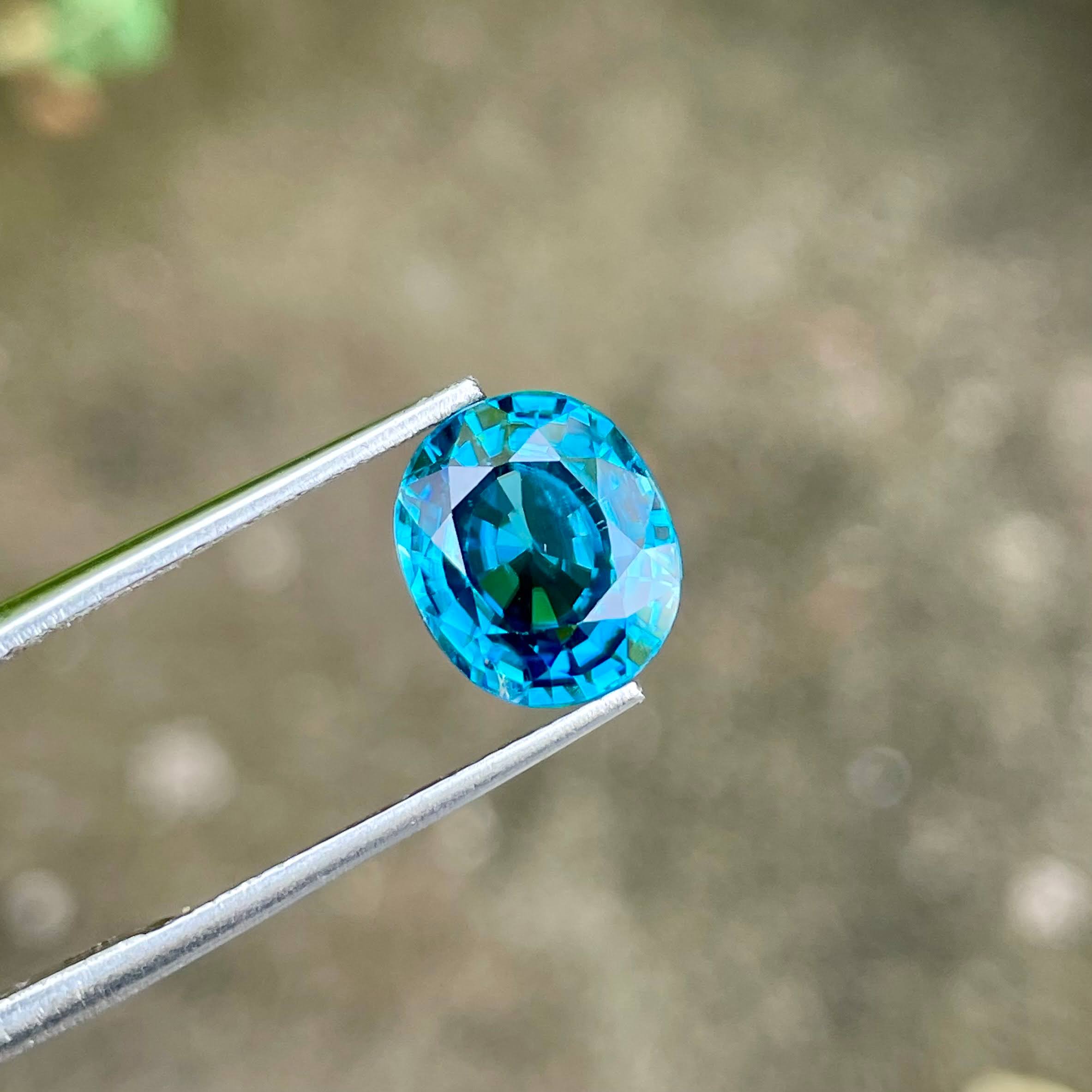 5.30 carats Blue Zircon Stone Oval Cut Natural Cambodian Gemstone — view 4