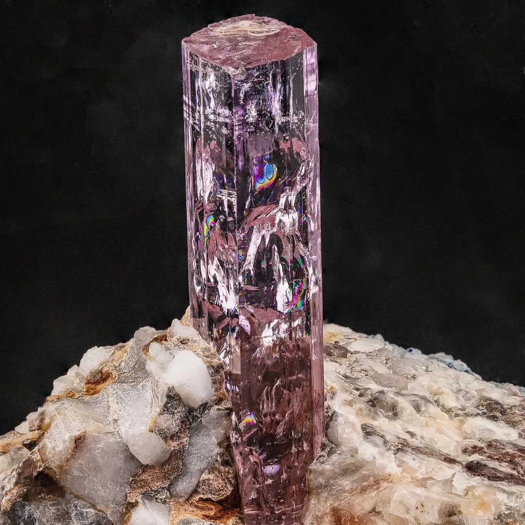 250 Grams Free Standing Pink Topaz Crystal on Calcite Matrix from Pakistan