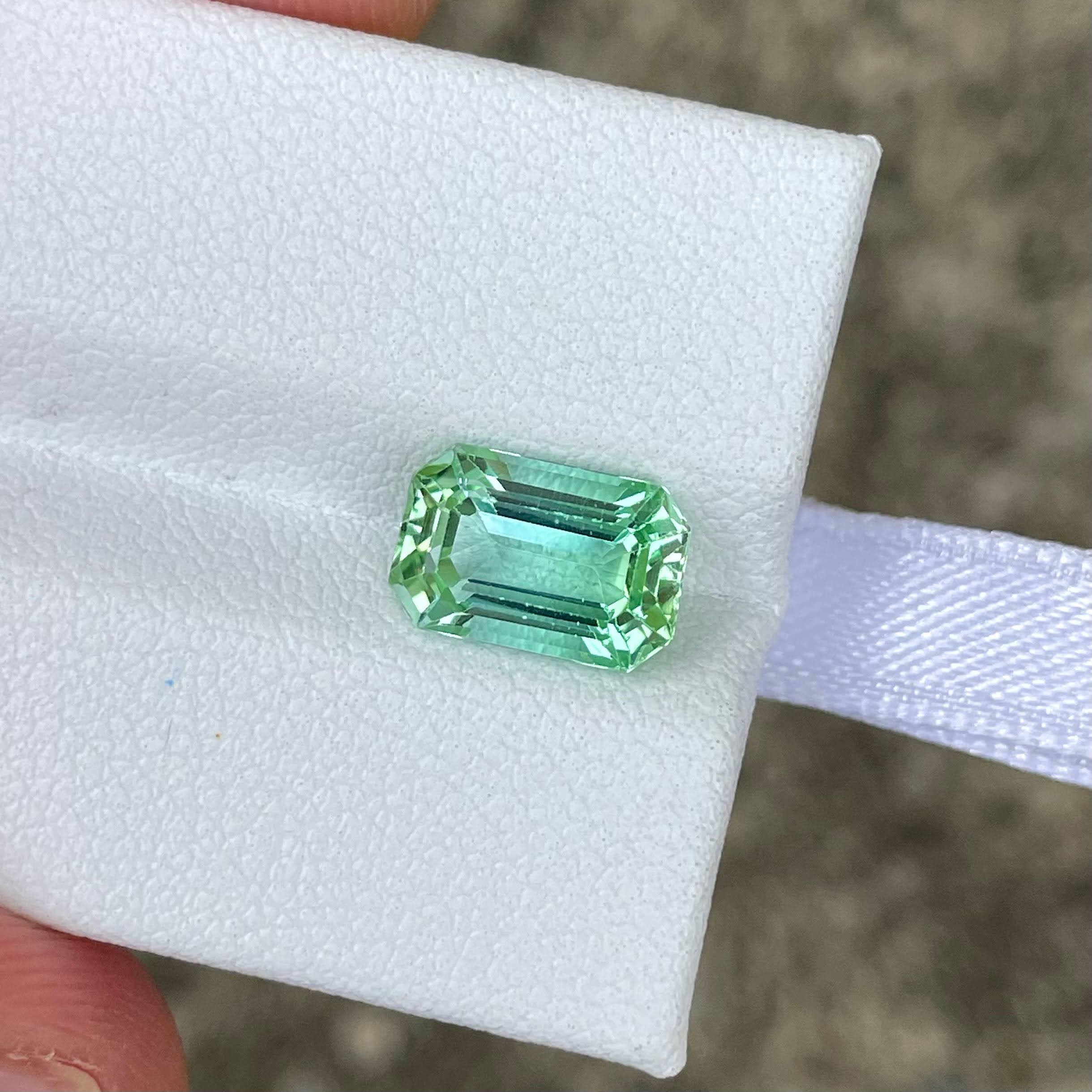2.72 carats Mint Green Tourmaline Stone Emerald Cut Afghan Gemstone — view 1