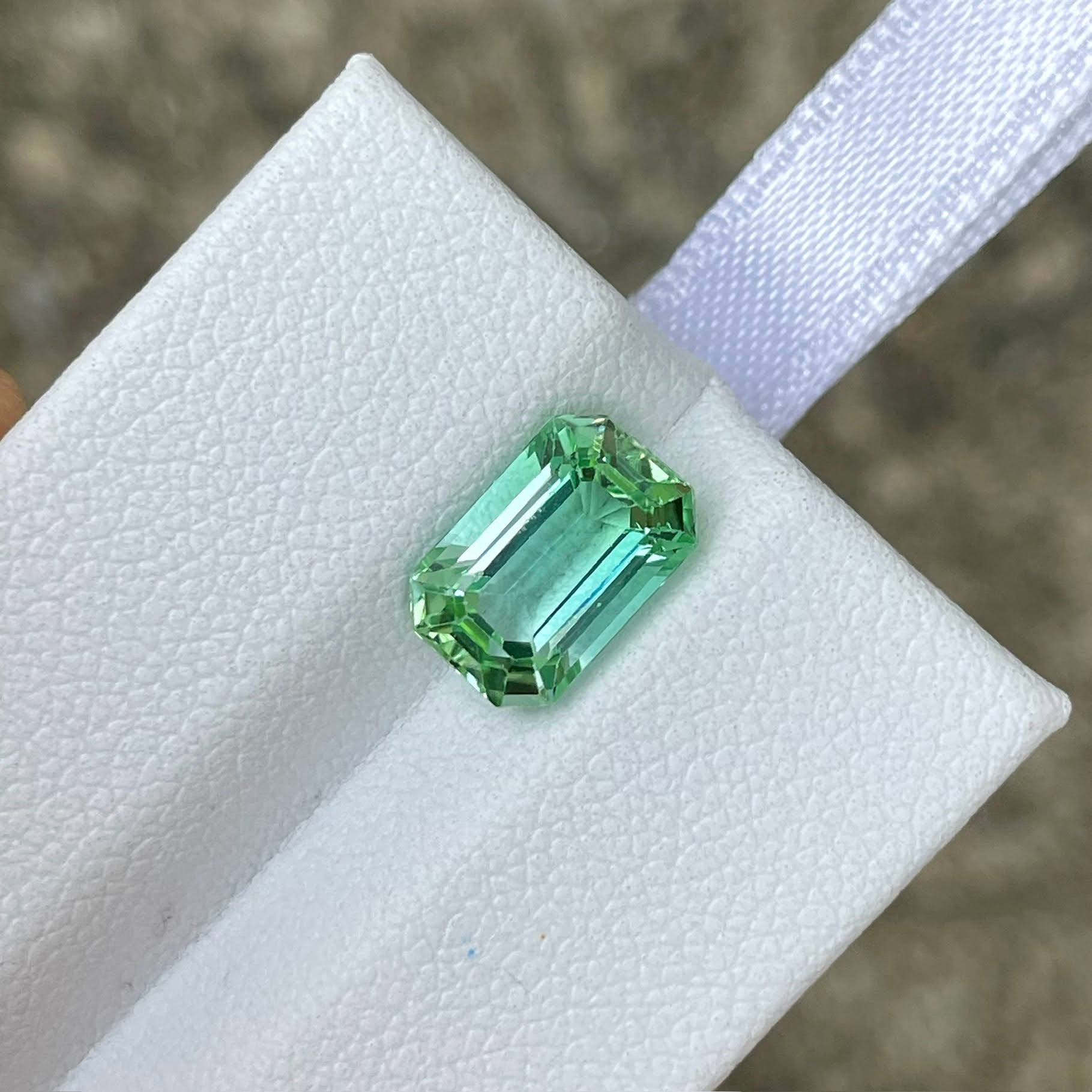 2.72 carats Mint Green Tourmaline Stone Emerald Cut Afghan Gemstone — view 3