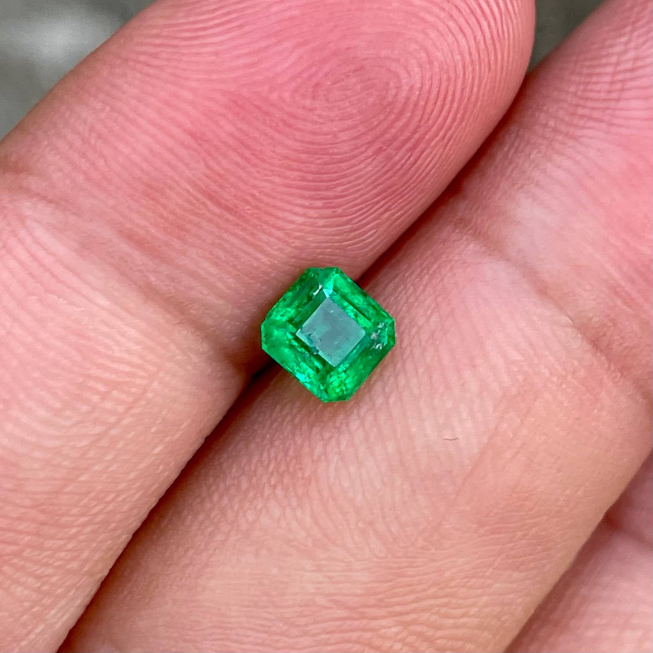 0.78 carats Green Emerald Stone Emerald Cut Natural Gem from Pakistan