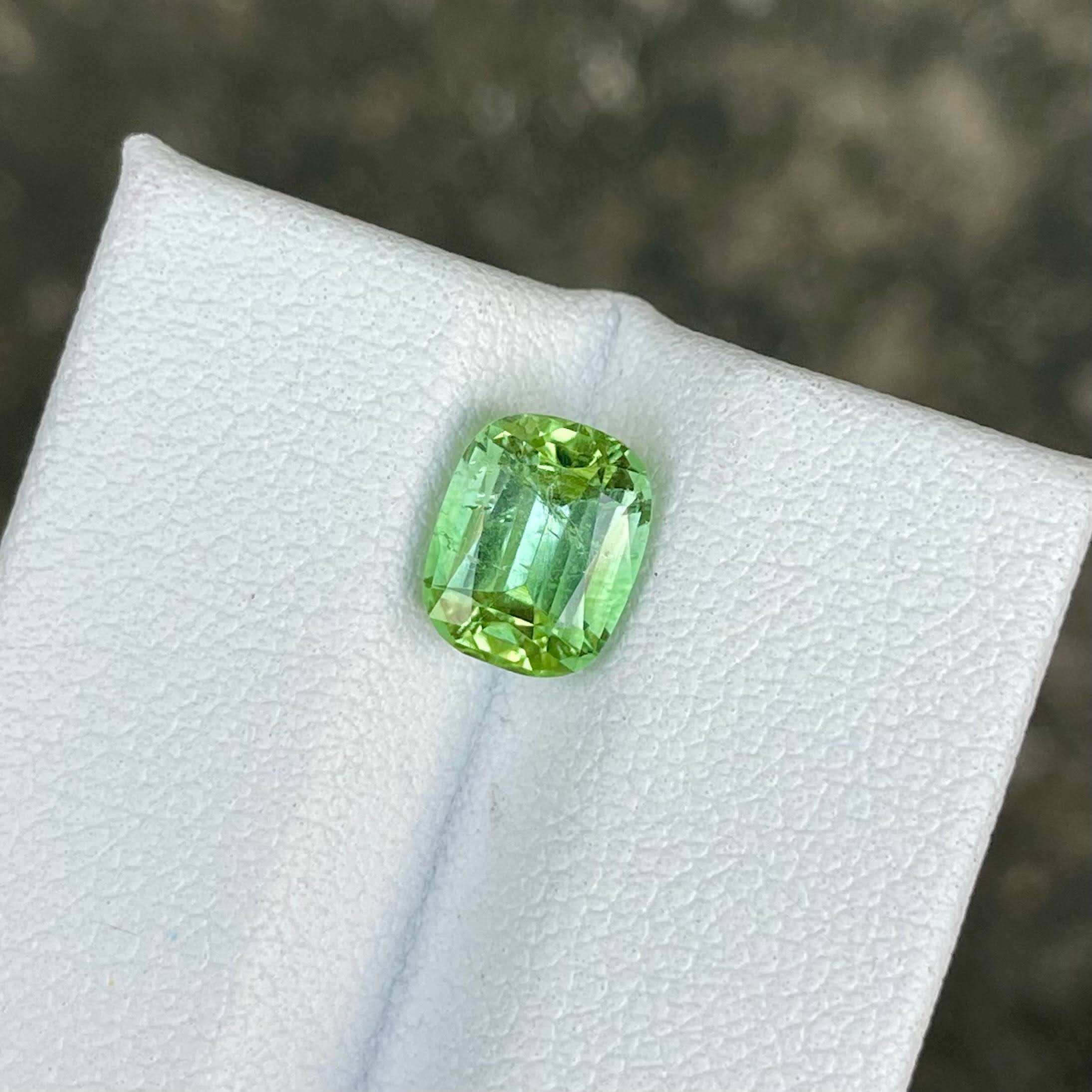 1.97 carats Olive Mint Green Tourmaline Stone Cushion Cut Afghan Gemstone — view 2