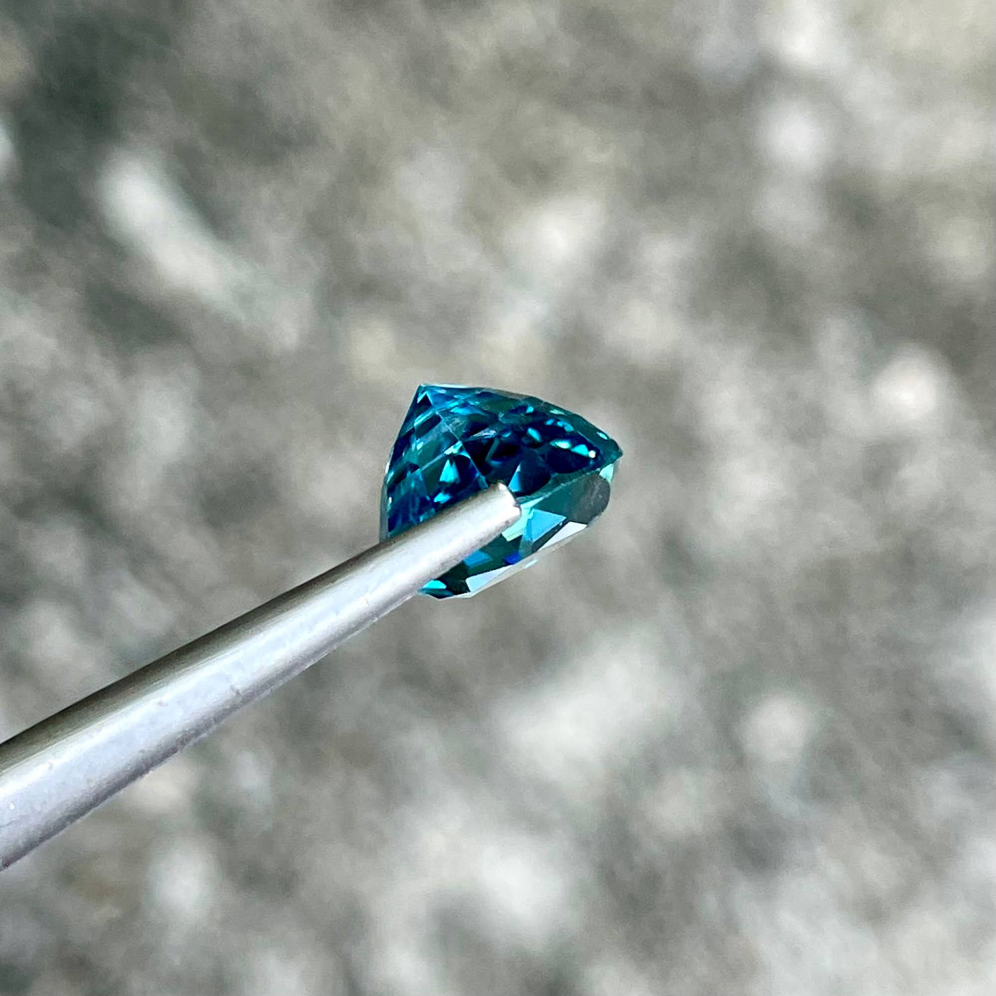 4.61 carats Blue Zircon Stone Pear Cut Natural Cambodian Gemstone