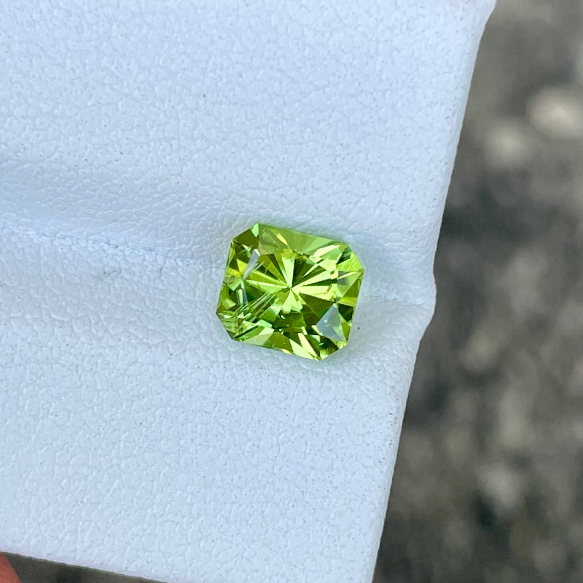 1.55 carats Green Peridot Stone Custom Precision Cut Pakistani Gemstone — view 1