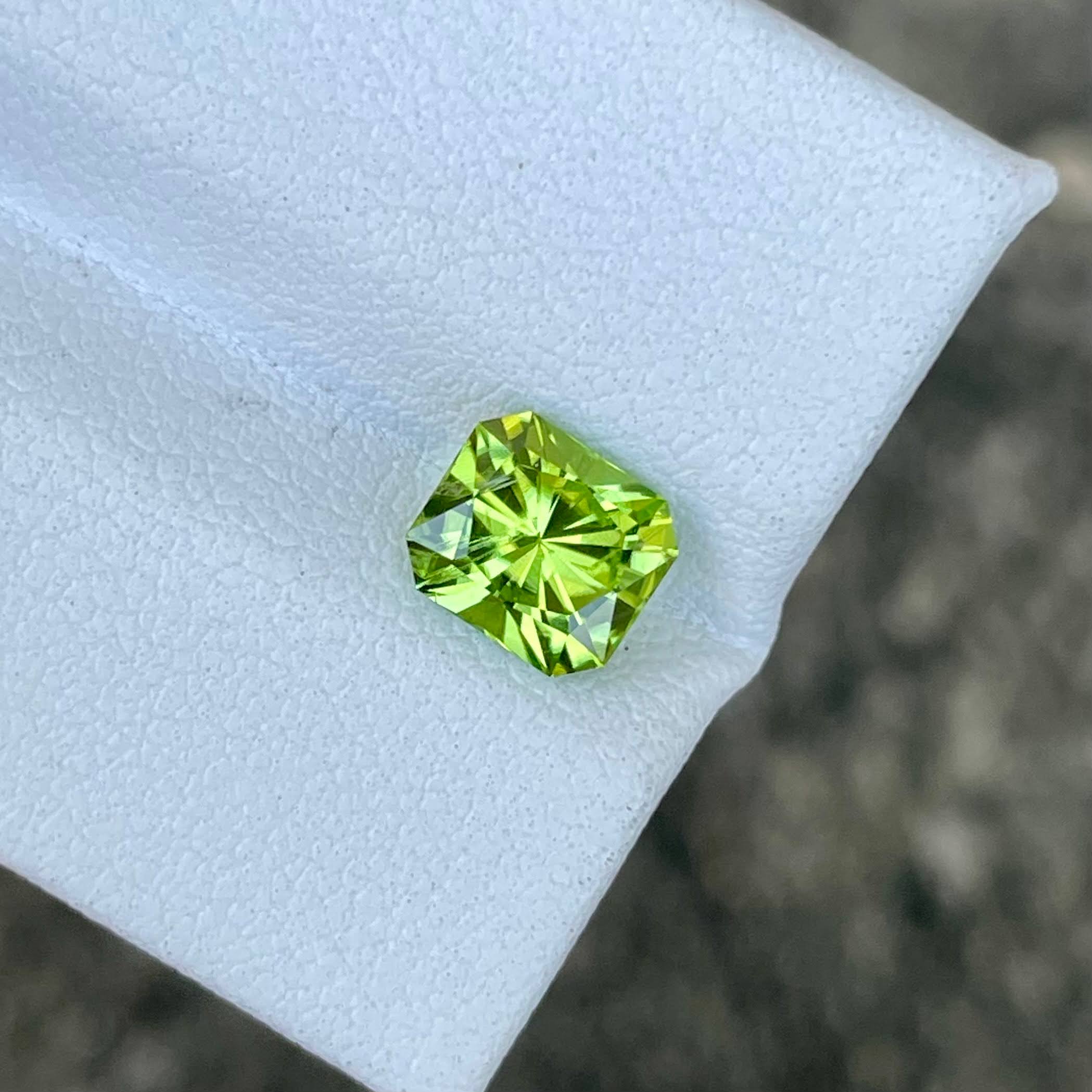 1.55 carats Green Peridot Stone Custom Precision Cut Pakistani Gemstone — view 2