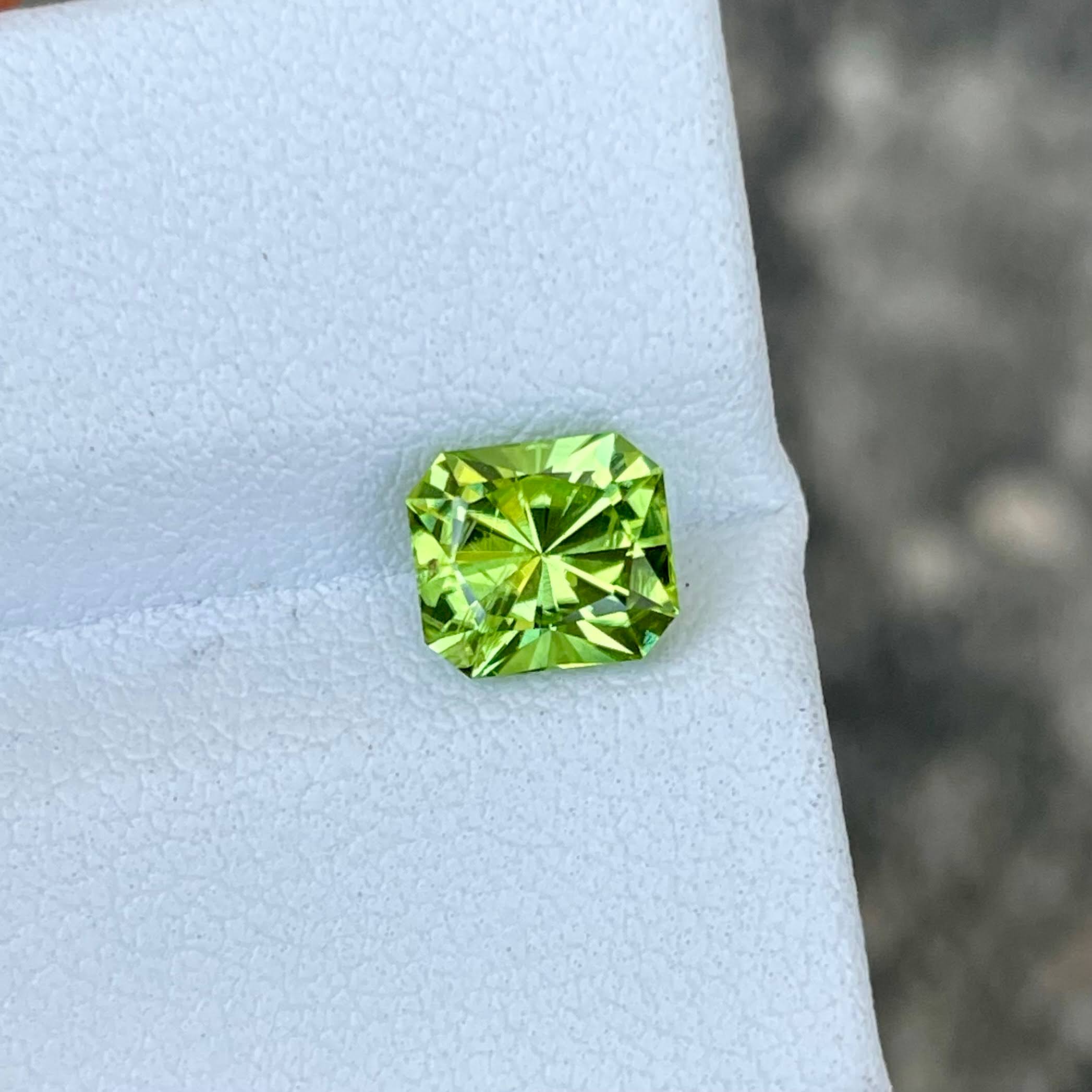 1.55 carats Green Peridot Stone Custom Precision Cut Pakistani Gemstone — view 3