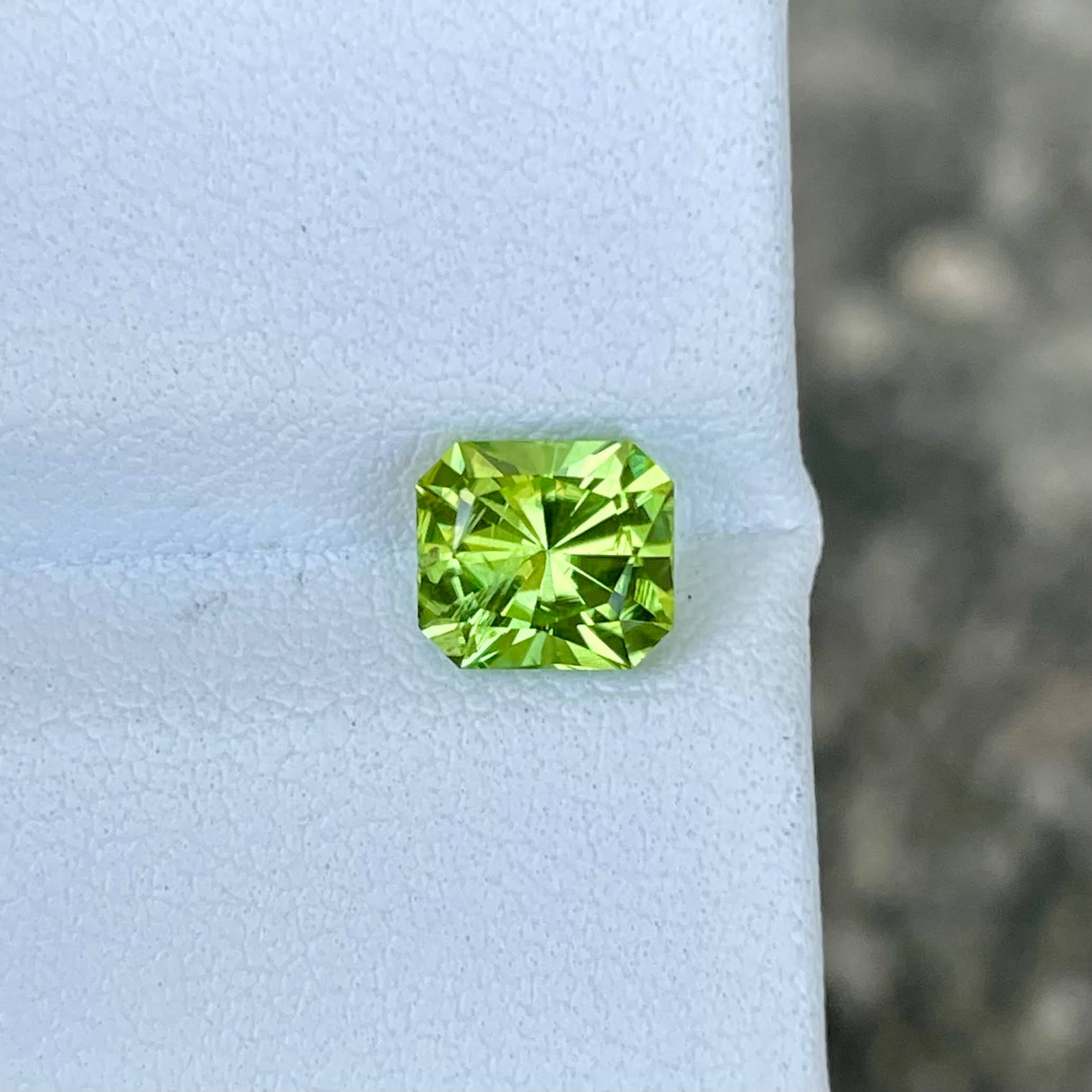 1.55 carats Green Peridot Stone Custom Precision Cut Pakistani Gemstone — view 5