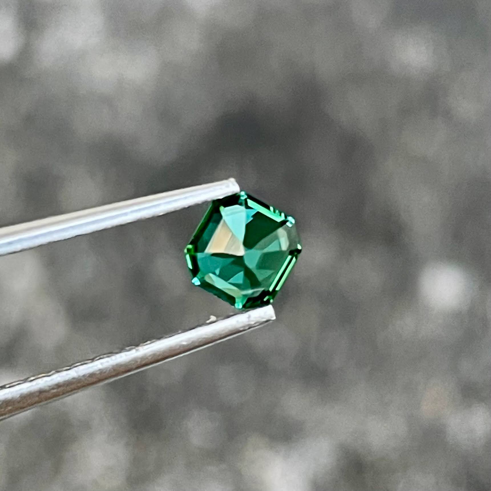 0.58 carats Greenish Blue Tourmaline Stone Asscher Cut Afghan Gemstone