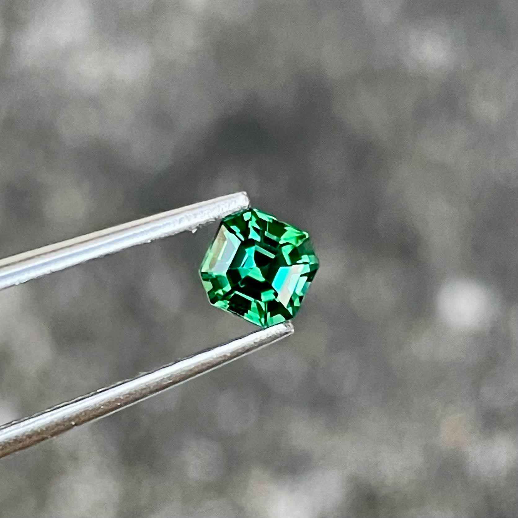 0.58 carats Greenish Blue Tourmaline Stone Asscher Cut Afghan Gemstone — view 3