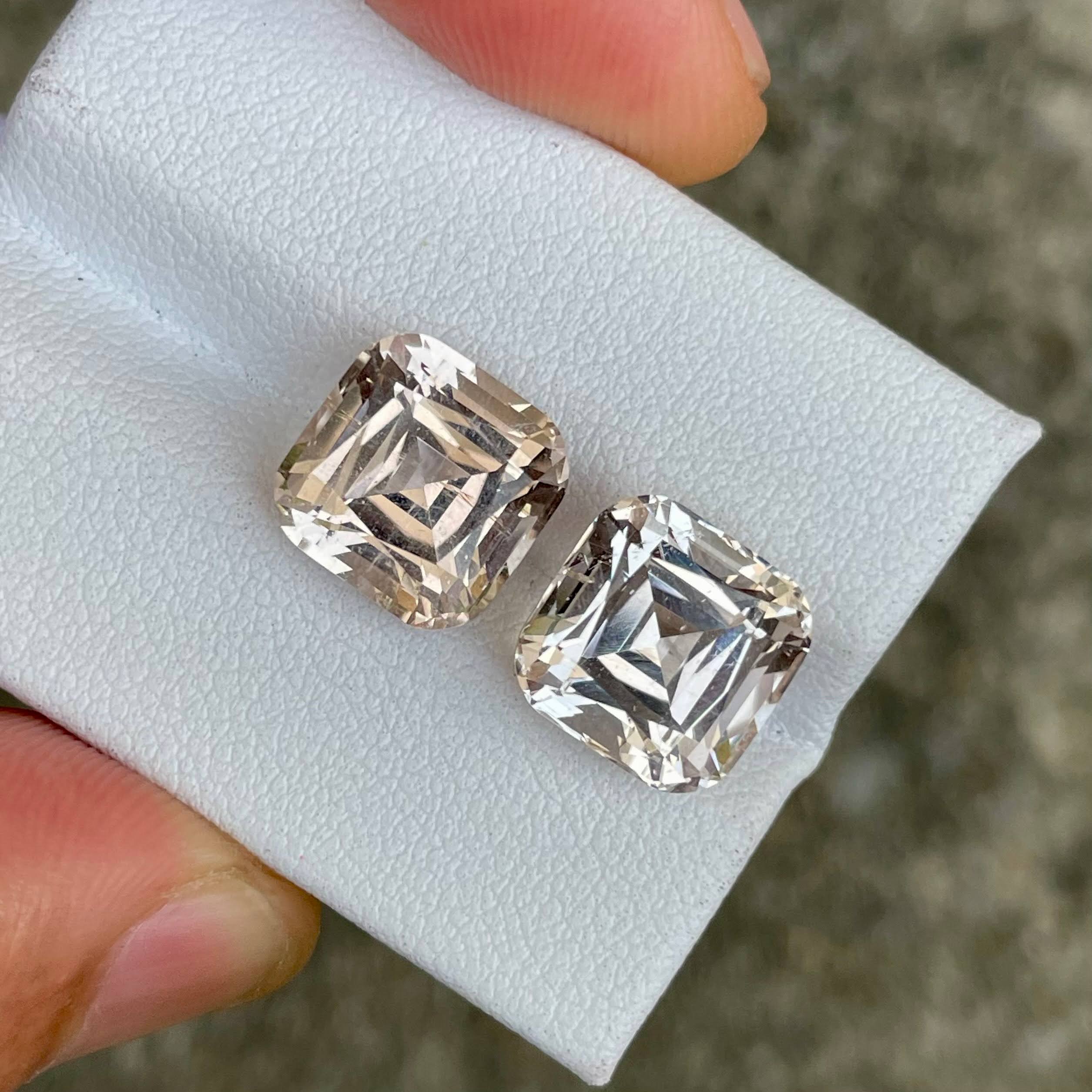 13.73 carats Topaz Gem Pair Cushion Cut Natural Pakistani Gemstone — view 2