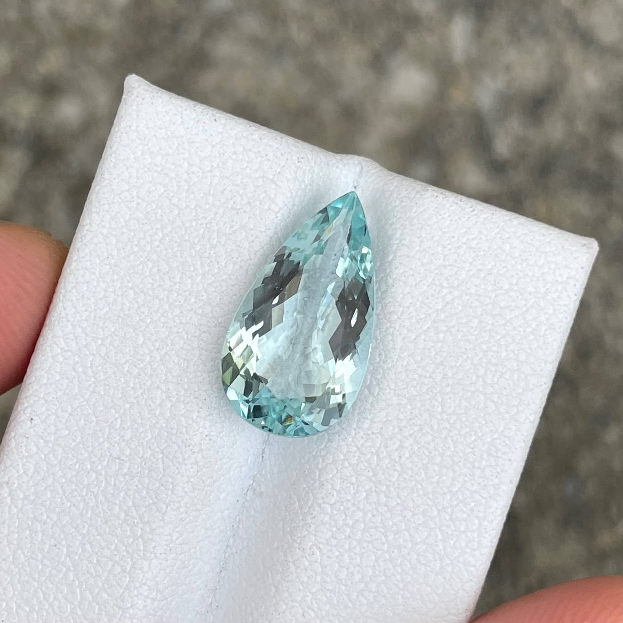 4.83 carats Blue Aquamarine Stone Pear Cut Natural African Gemstone