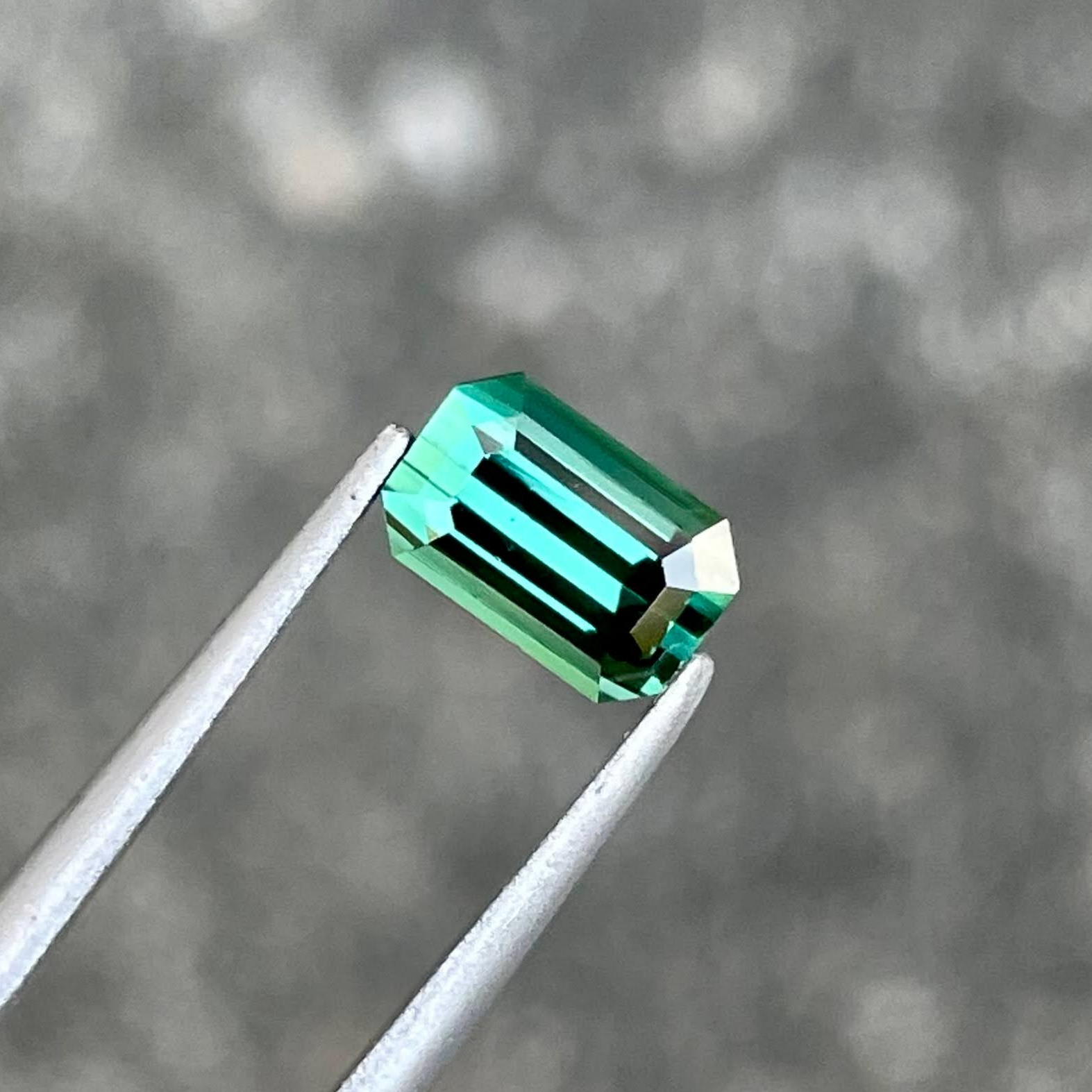 0.98 carats Greenish Blue Tourmaline Stone Emerald Cut Afghan Gemstone