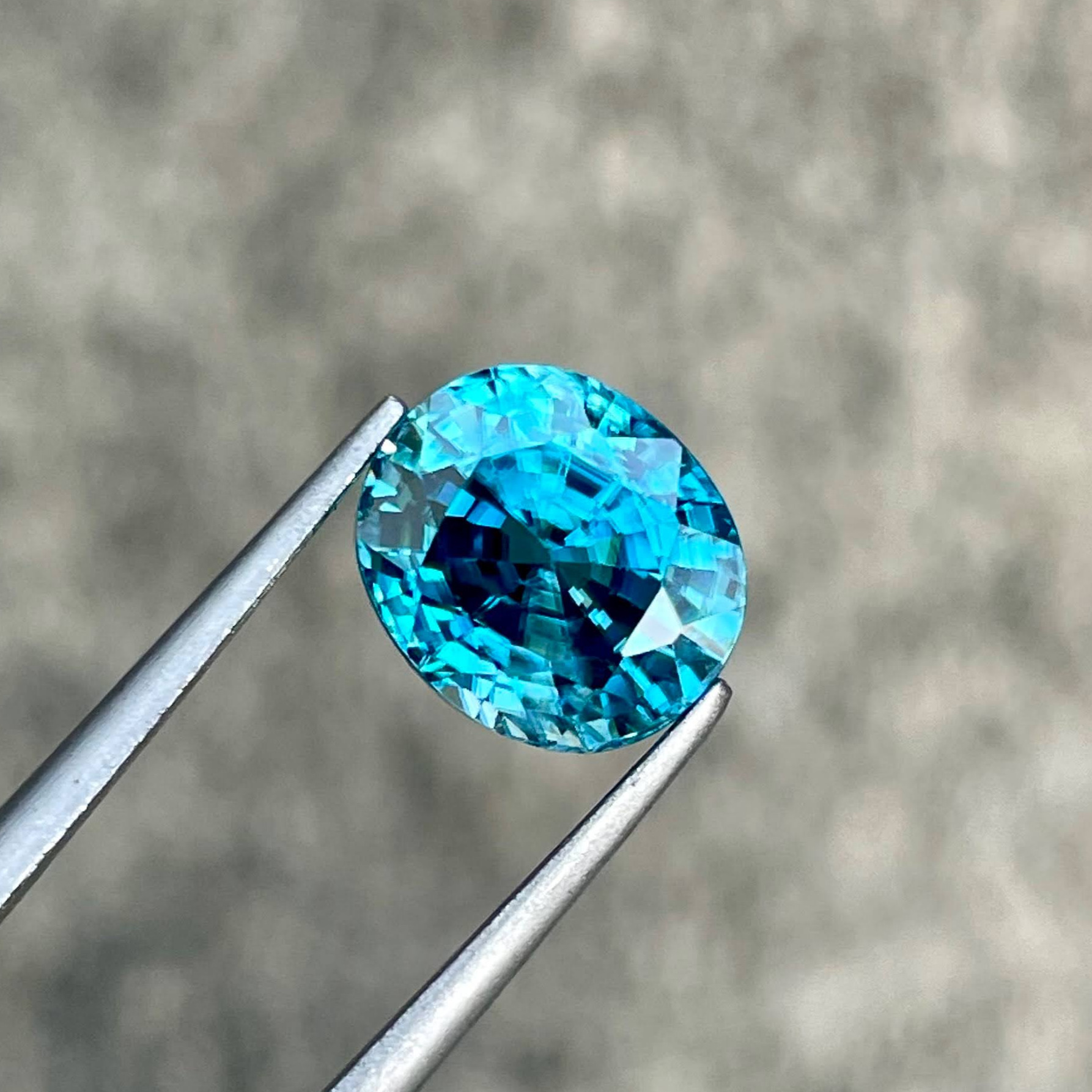 6.02 carats Tiffany Blue Zircon Stone Oval Cut Cambodian Gemstone