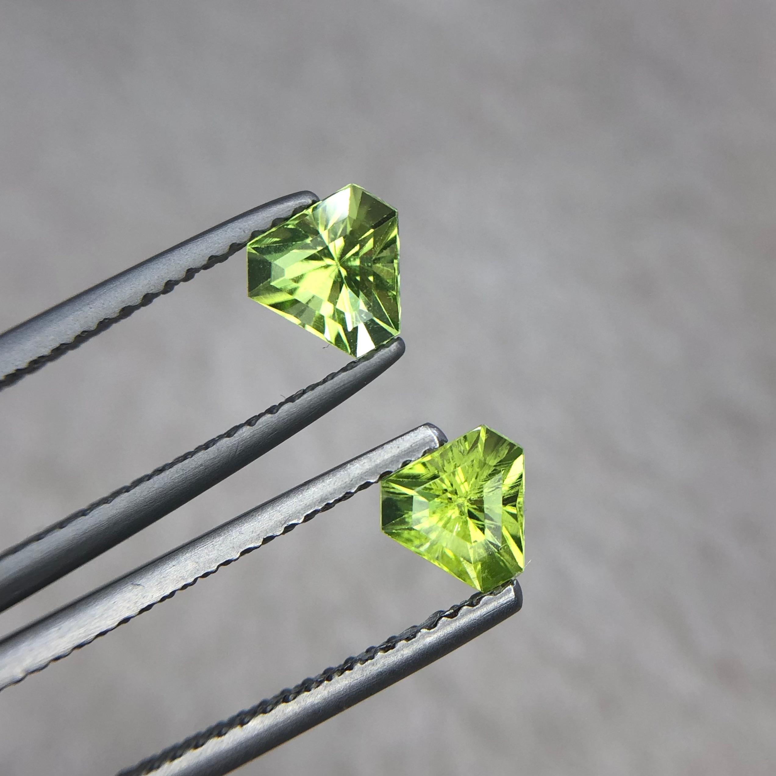 1.46 Carat Trilliant Peridot Pair, Pakistan Origin